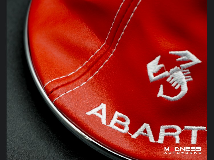 FIAT 500 Gear Shift Boot + Retaining Ring Set Red Leather w/ Red